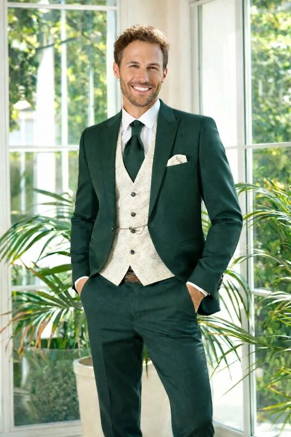 Enzo Romano trouwpak groen -luxe Italiaans trouwkostuum
