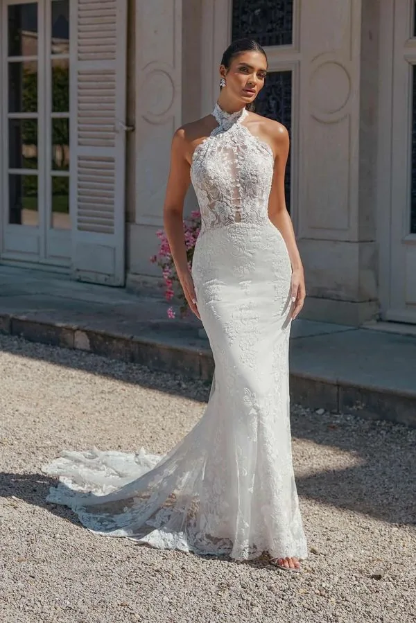 Trouwjurk van het merk Sincerity 44467 halter trouwjurk