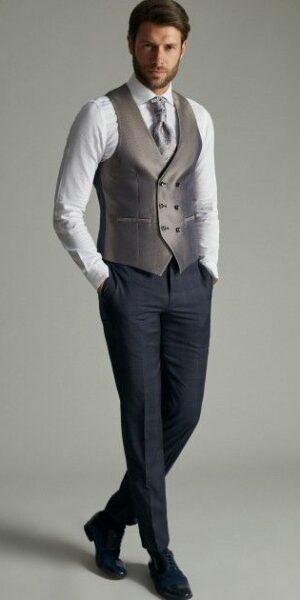 Alternative view of Trouwpak Roberto Vicentti 14.23.300 Nachtblauw met subtiel blok