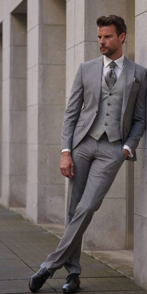 trouwpak in krijtsreep