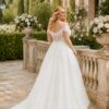 trouwjurk a lijn, off shoulder, curvy glitterrok