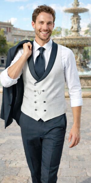 petrol trouwpak met bijpassend gilet en accessoires