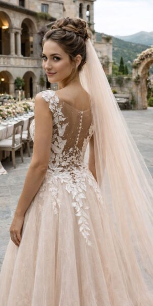 Alternative view of Azuree Annastacia | Zalmkleurige Bruidsjurk met Glitter